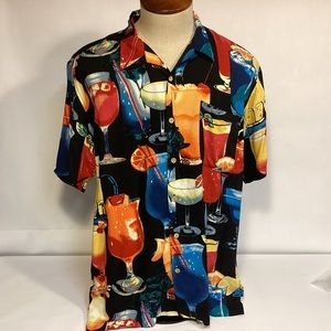Cherokee Waikiki Wear Mens button down party shirt size Large
